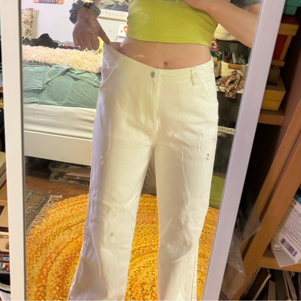 SHEIN Women’s Boyfriend Jeans, White, Size L